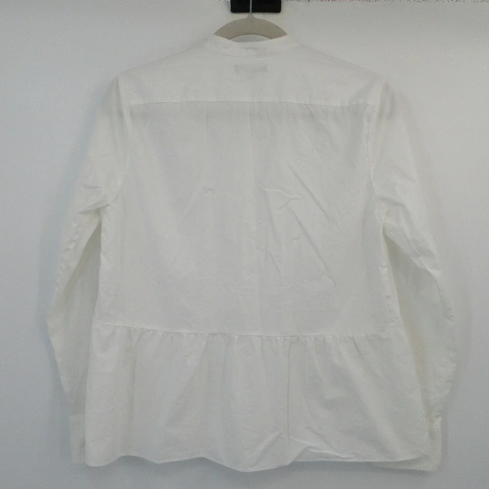 J Crew Womens White Cotton Peplum Band Collar Hidden Button Shirt Size 6 Clean